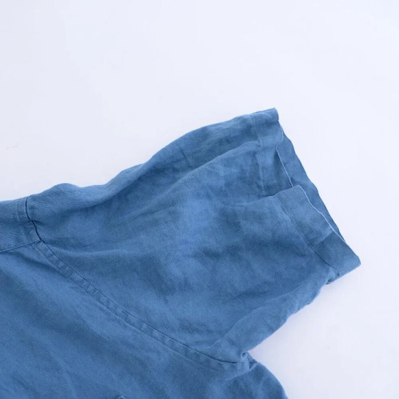 Vintage 90S Joseph Abboud Blue 100% Linen Short Sleeve Button Up  Shirt Size XL - Picture 9 of 10